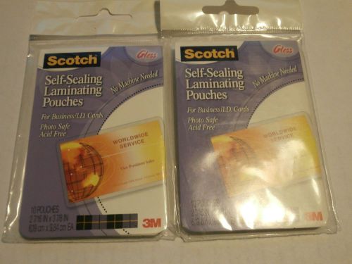 2-10 PACKS SCOTCH SELF LAMINATING POUCHES FOR BUSINNESS/I.D. CARDS LS851-10G