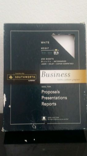 Southworth 100% cotton business paper 8.5 x 11 inches 32 lb white 250 per box... for sale