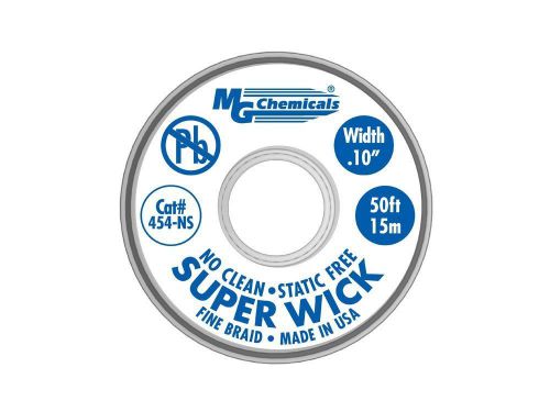 MG Chemicals 454-NS Series #4 No Clean Super Wick Desoldering Braid, 0.1&#034; x 50&#039;