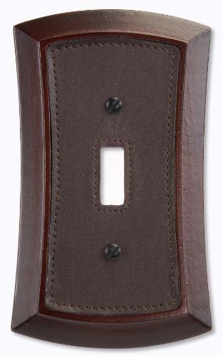 Amerelle AmerTac 4042T 1 Toggle Napa Wood/Leather Wallplate, Chocolate