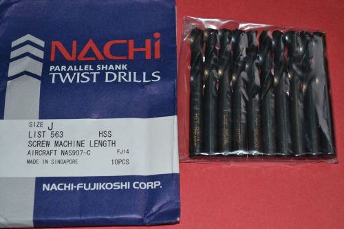 10 Pcs NACHI &#034;J&#034; Screw Machine Length - Aircraft style-Black Oxide  HSS Drills
