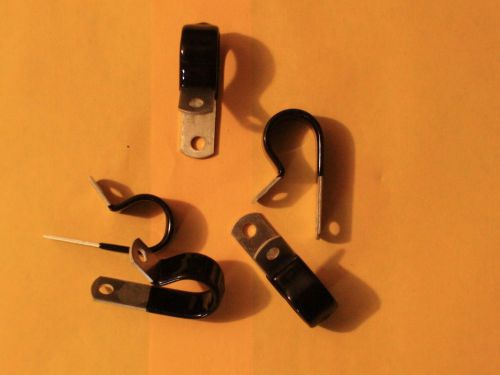 (5)  aluminum p clamp vinyl coated 11/16&#034; brake fuel ignition conduit line for sale