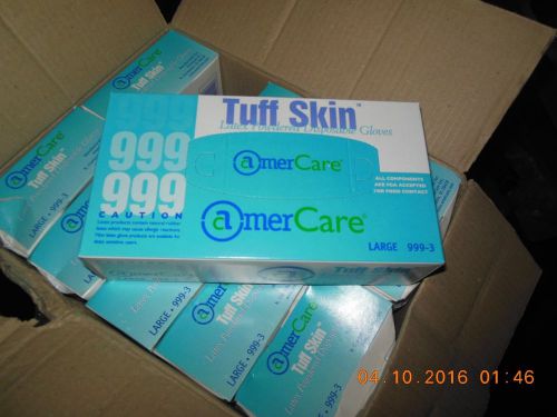 AMERCARE TUFF SKIN LATEX POWERED DISPOSABLE GLOVES / LARGE /10 BOXES OF 100 GLOV