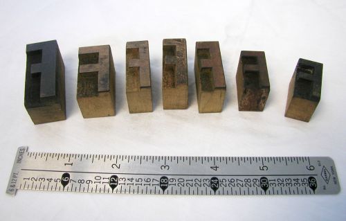 Lot of 7 Antique Letterpress wood type Letter &#034;F&#034; printing blocks