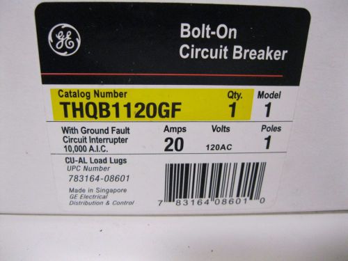 General Electric THQB1120GF 1 Pole 20 Amp Plug In Ground Fault Circuit Breaker