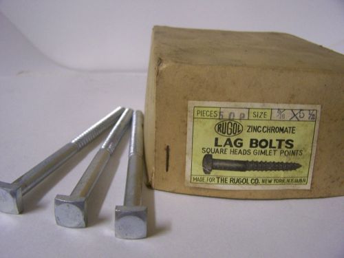 5/16&#034; x 5 1/2&#034; square head lag bolts gimlet point zinc chromate qty. 25 for sale