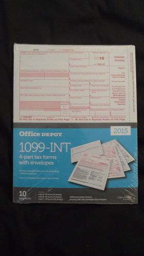 Office Depot 1099-INT 4-Part 2015 Tax Forms With Envelopes 10 Recipients 790-608