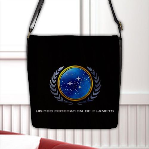 Star trek united federation of planets flap closure nylon messenger bag for sale