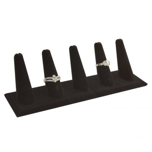 5 ring finger, 8&#034;l x 2&#034;h black velvet jewelry display stand set top case gd5b1 for sale