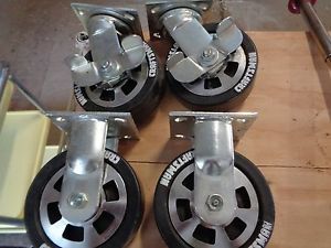 6&#034; Craftsman Wheel Casters Two Swivel Two Fixed with Grease Fittings