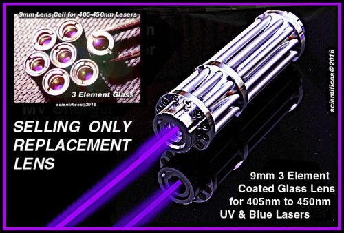 Glass Laser Lens - 3 Element Coated Optic for 405nm + 445nm Lasers - No Laser