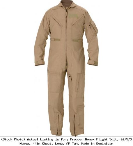 Propper nomex flight suit, 92/5/3 nomex, 44in chest, long, af tan: f51154622144l for sale
