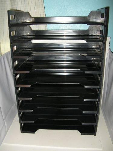 LOT of 9 - Eldon BLACK Stackable Side Load Desk Letter Tray LEGAL Size