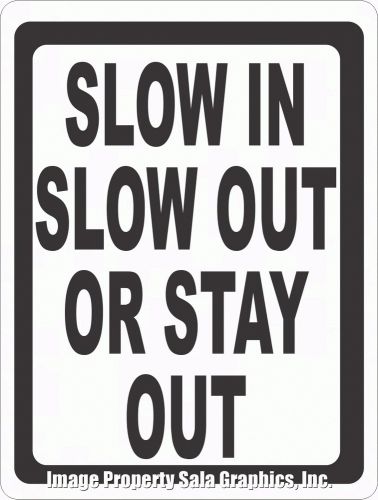 Slow in Slow Out or Stay Out Sign. 18x24 For Safety &amp; Property Damage Prevention