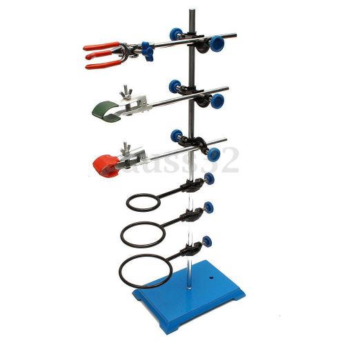 Laboratory lab retort stand/support set flask clamp condenser boss kit new for sale