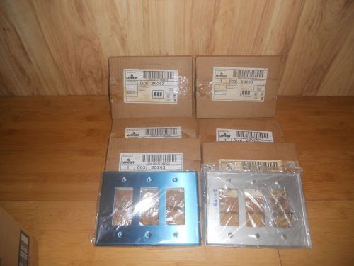 (lot of 6) leviton 3 gang decora stainless steel wallplates new for sale