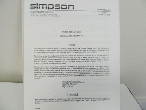 Simpson Electric 2844, 2845 Digital Panel Instruments Operation Manual