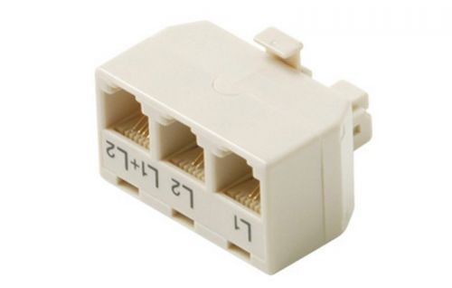 Steren st-300-324 t-adapter 4c 2 line 3 jacks-in-1 cream for sale