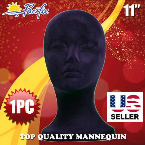 11&#034; STYROFOAM FOAM black velvet MANNEQUIN MANIKIN head display wig hat glasses