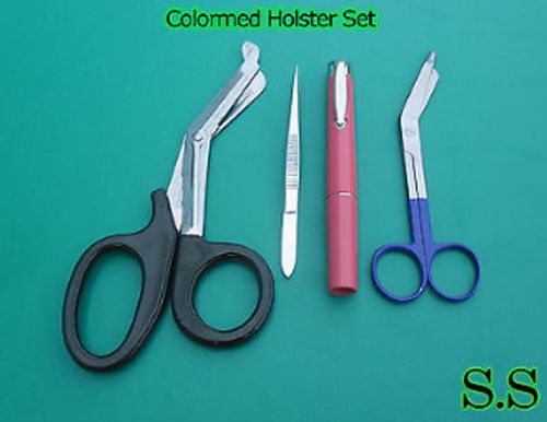 Colormed Holster Set Black EMT Diagnostic Red Pen+Blue Lister Bandage Scissors