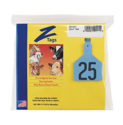 Z Tags 1pc Pre-Numbered Hot Stamp Tags for Calves Numbers from 151 to 175 Blue