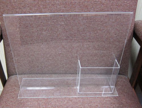 Clear Acrylic Sign Poster Holder With Brochure Pocket T-Style Display 10 x 12.5