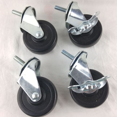 Set of 4 swivel stem casters with 3&#034; polyurethane wheels &amp; 1/2&#034; threaded stems for sale