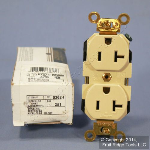 New leviton ivory industrial duplex receptacle outlet nema 5-20r 20a 125v 5362-i for sale