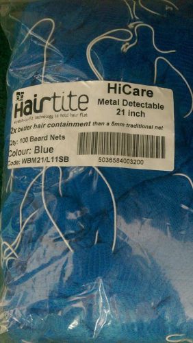100 metal detectable  beard nets, 21&#034; blue for food industry. for sale