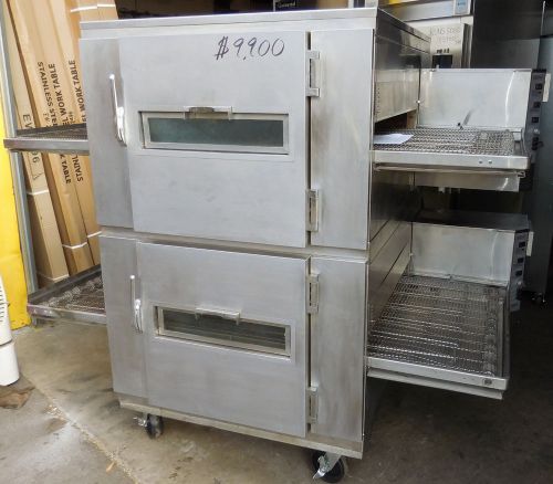 Pizza oven, commercial, lincoln impinger 1000, double stack, nat gas, on casters for sale