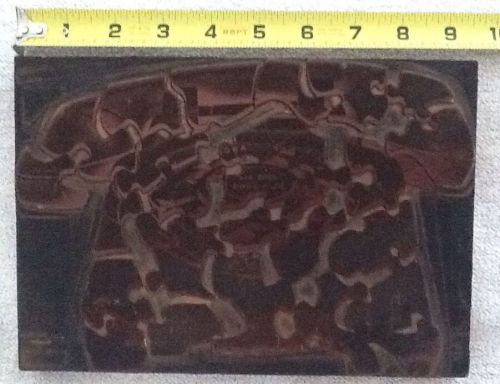 Vintage Printing Press Ink Stamp Block metal/wood Telephone/puzzle