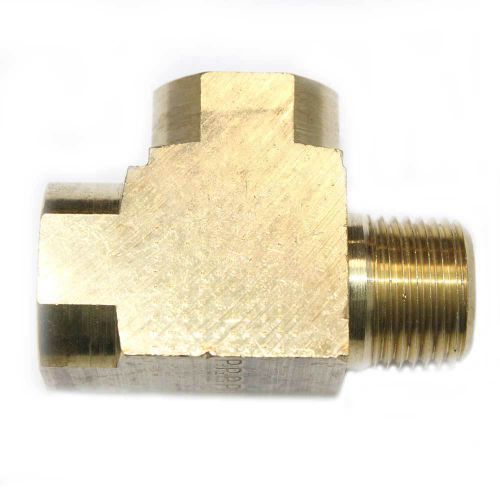 (5) solid brass street pipe tee fitting 3/8&#034; npt thread air fuel 5 pack fst66rt for sale