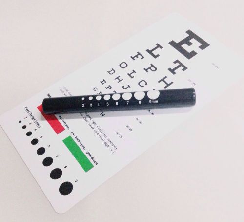 BLACK Medical Pen light PenLight LED With Pupil gauge + Snellen Pocket Eye Chart