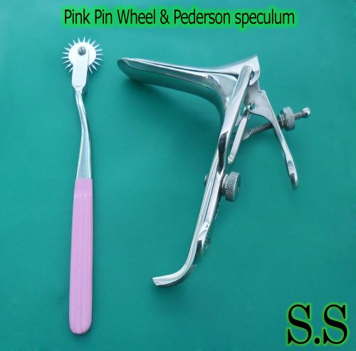 Pederson Vaginal Speculum Medium &amp; Pink Colour Pin wheel Gynecology Instrument