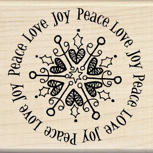 &#034;Inkadinkado Mounted Rubber Stamp 3&#034;&#034;X3&#034;&#034;-Peace Love Joy&#034;