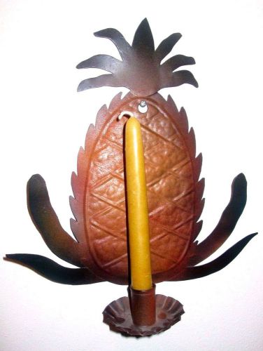 Vintage Metal Pineapple 12 1/2&#034; Wall Sconse Candle Holder