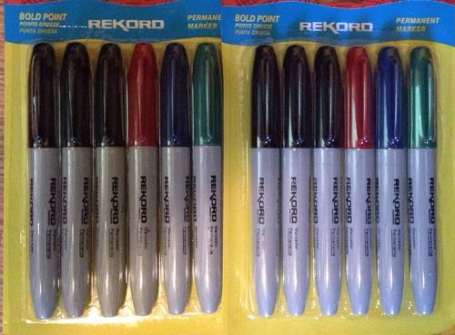 12 Permanent Markers Assorted Colors Rekford Brand New
