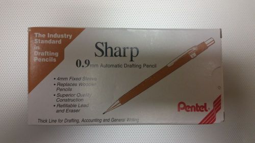 (12) Pentel Sharp 0.9mm Mechanical Drafting Pencils, Tan Barrel, NEW