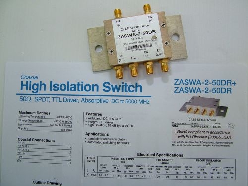 DC-5GHz SPDT RF Switch TTL 28dB isolation Mini circuits ZASWA-2-50DR
