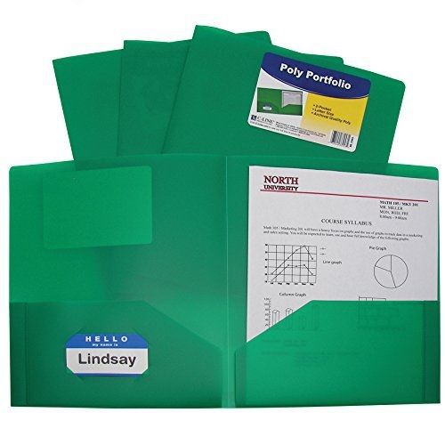 C-Line Two-Pocket Heavyweight Poly Portfolio, For Letter Size Papers, Includes
