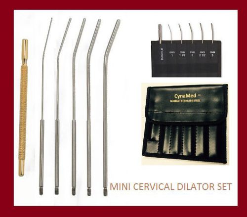 Surgical Mini Cervical Dilator Set of 5 Interchangable Handle 1-3mm German SS
