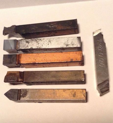 6 Vintage 7/16&#034; Lathe Tool Bits Carbide Tipped &amp; HSS 370 883 C-7 D-7 AR7 Rex aaa