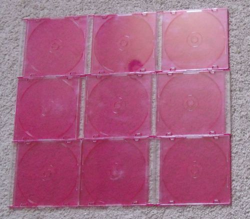 Lot x9 Jewel CD/DVD Hard Plastic Cases/Media Storage-Thin/Durable-Hot Pink/Clear