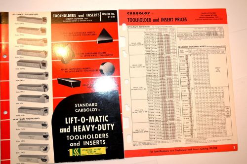 1957  CARBOLOY LIFT-O-MATIC &amp; HD TOOL Holder CATALOG GT-320 &amp; PRICE LIST RR996