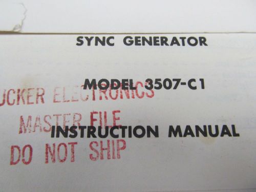 Telechrome 3507-C1 CCIR SYNC Generator Instruction Manual w/ Schematics 46388