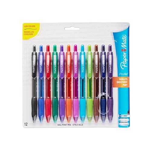 Paper Mate Profile Retractable Ballpoint Pens, 12-Pack, Assorted Colors 1788863