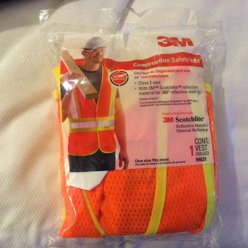 3M CLASS 2 TWO-TONE CONSTRUCTION SAFETY VEST REFLECTIVE ORANGE SEALED RETAIL NEW