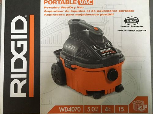 RIDGID Wet / Dry Vacuum 4 Gallon 5 HP Vac Cleaner Portable WD4070