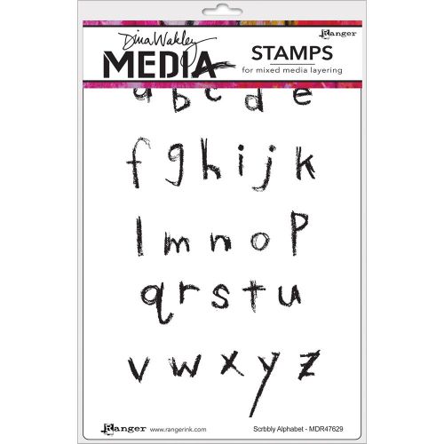 &#034;Dina Wakley Media Cling Stamps 6&#034;&#034;X9&#034;&#034;-Scribbly Alphabet&#034;