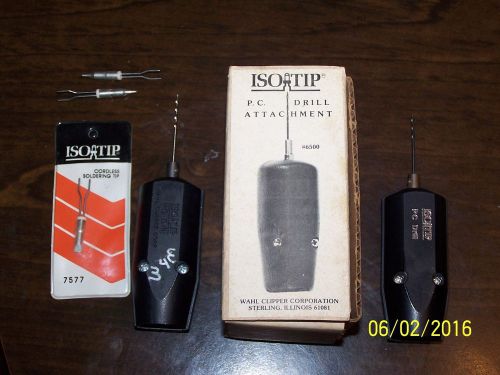 2 Vintage wahl isotip drill attachments fits isotip + 3 new tips as seen in pict